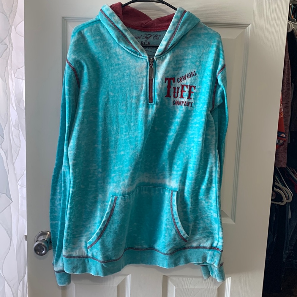 Cowgirl tuff quarter zip distressed